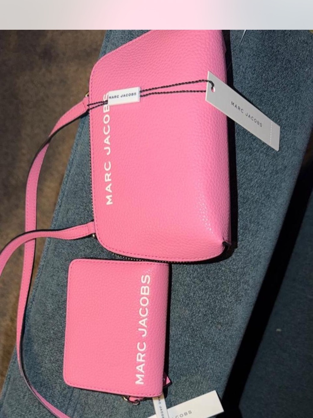 Marc Jacobs Pink Pebbled Leather Crossbody & Wallet Set